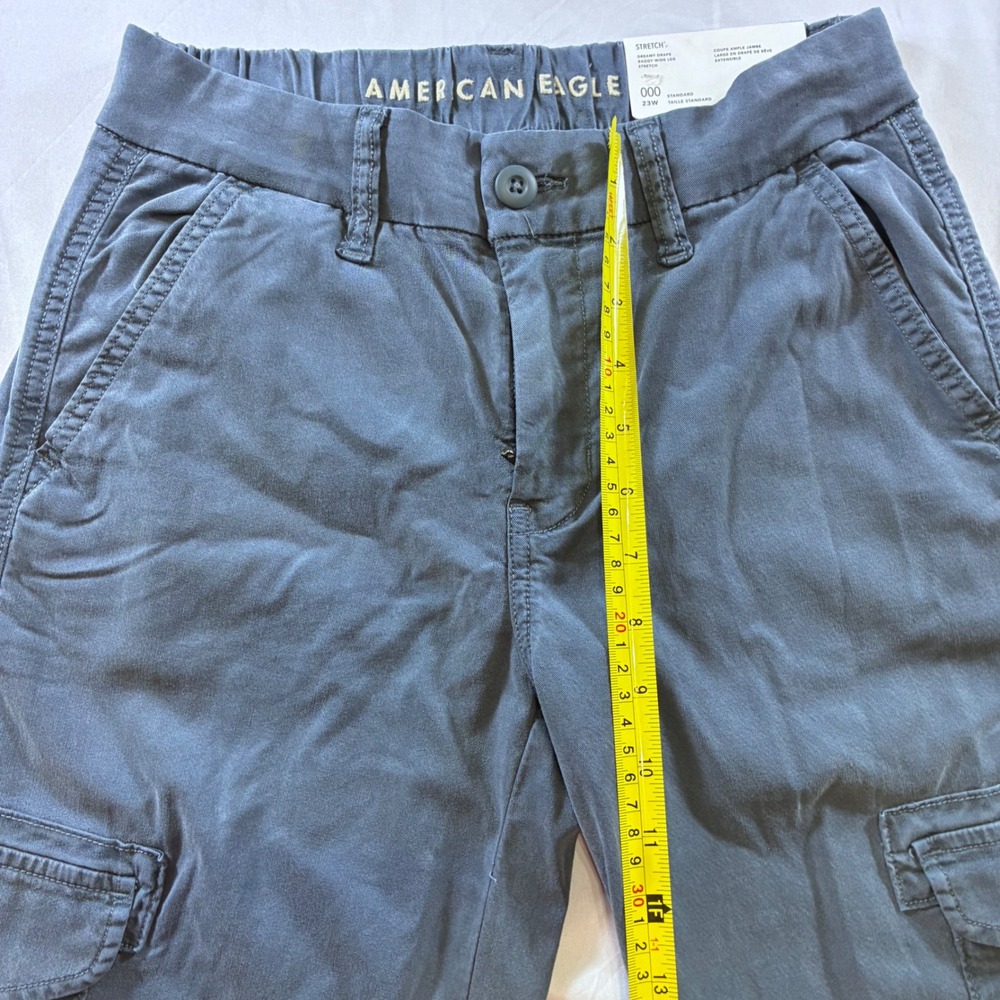 American Eagle Dreamy Drape Baggy Wide Leg Cargo Pants Blue Size 23 Regular NWT - Picture 3 of 8